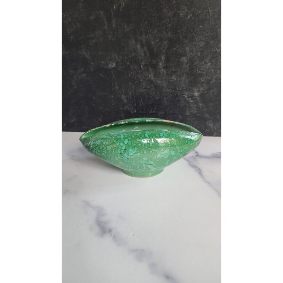 Italian Pottery Abstract Planter in Blue And Green Drip Vintage Mid Century - Picture 1 of 10